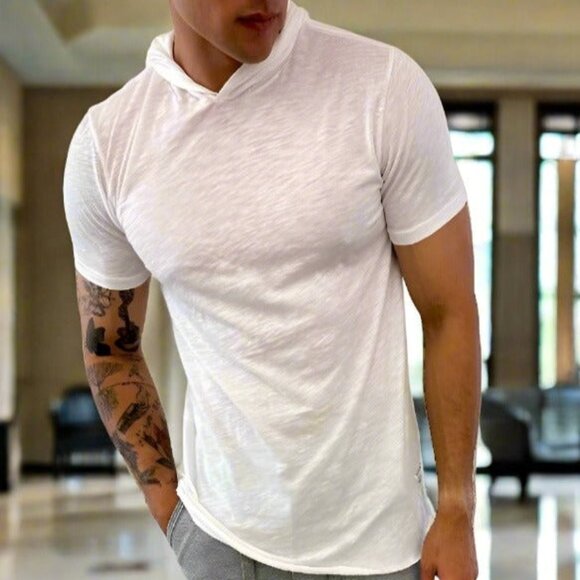 4 Corners Short Sleeve Hoodie (White) 100% USA Cotton - Picture 2 of 2